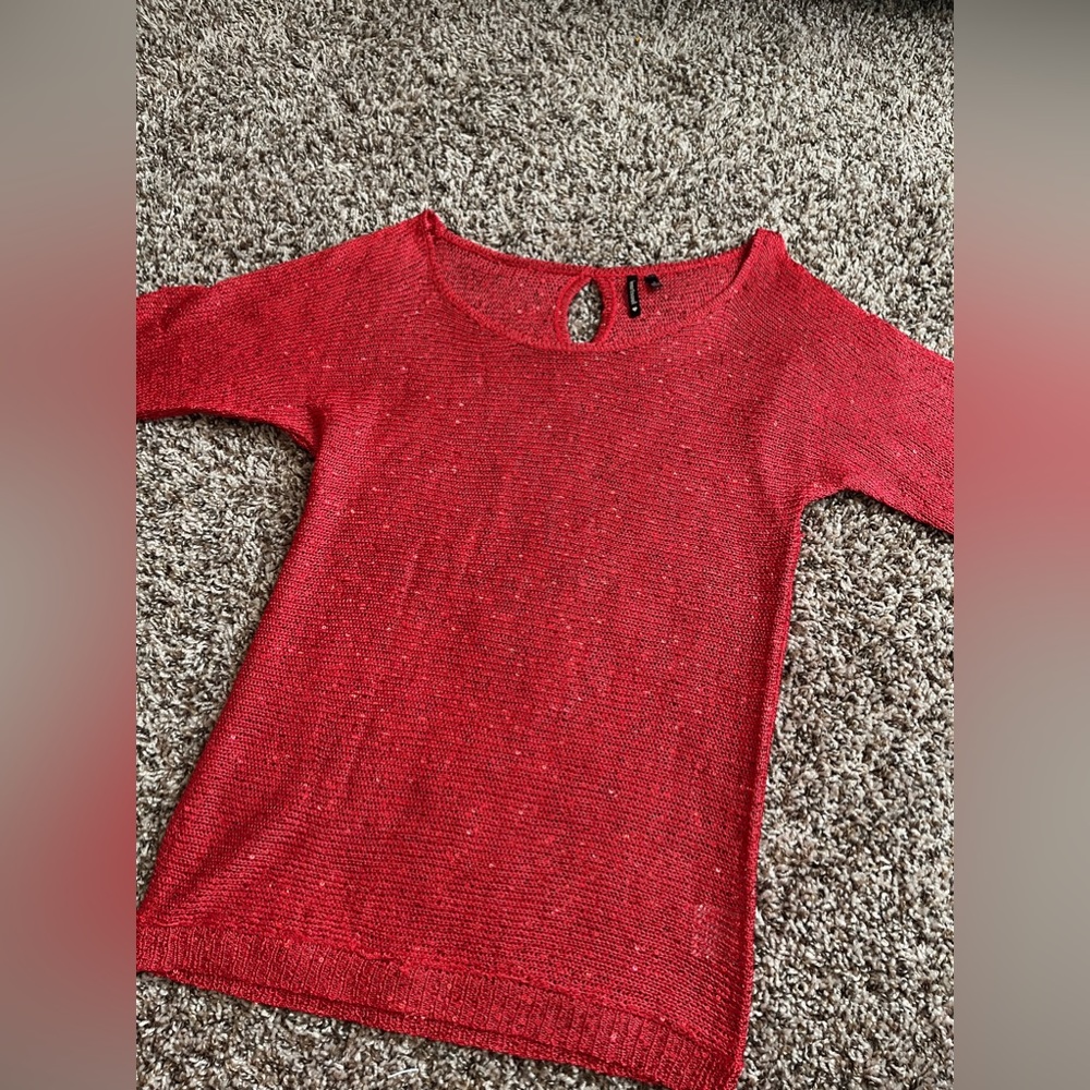 women’s red sparkly sweater